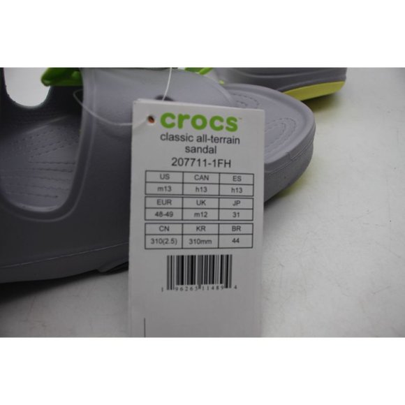 NWOB Crocs Classic All-Terrain Sandal Men's Size 13 207711-1FH Gray Adjustable - Picture 3 of 9